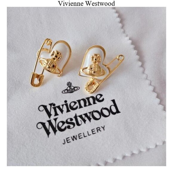 Jewelry - Vivienne Westwood white Ariella heart crystal silver stud earrings
